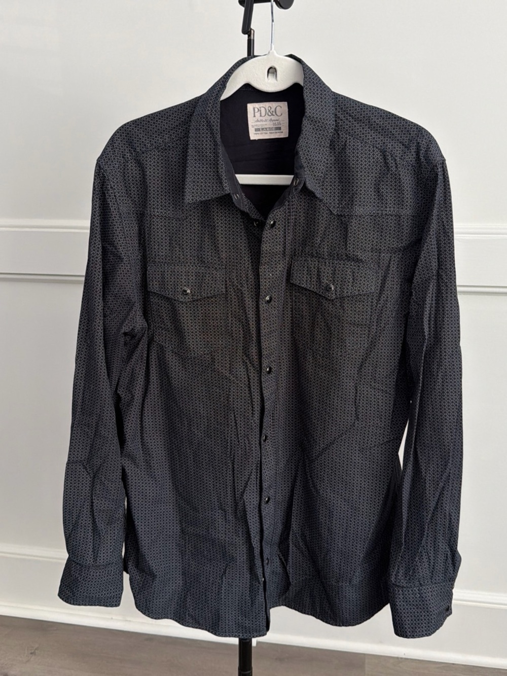 PD&C Men's Black Patterned Button-Down Shirt